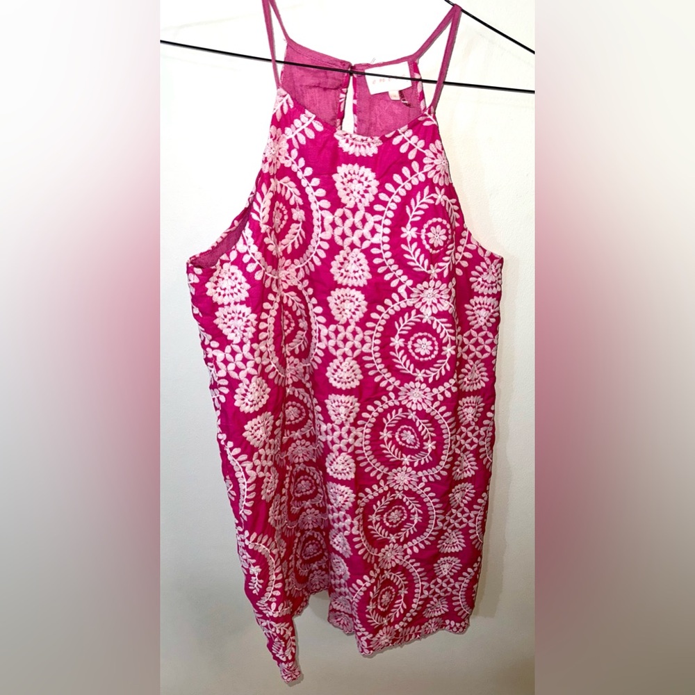 Women’s Entro Pink and White Sleeveless embroidered  dress size small